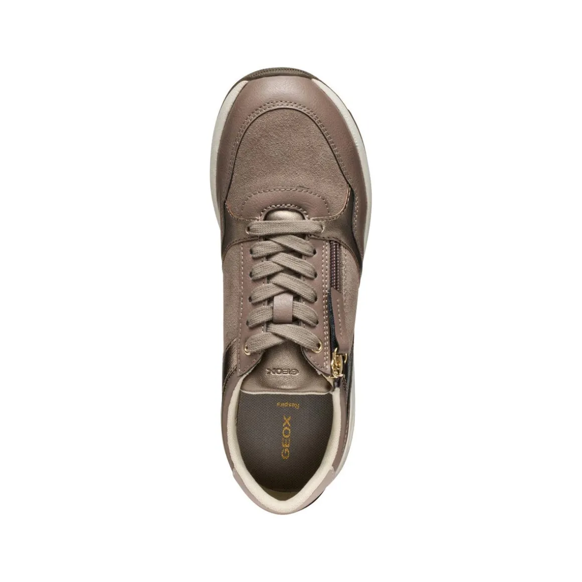 Sneakers trspiranti taupe da Donna con zip Geox