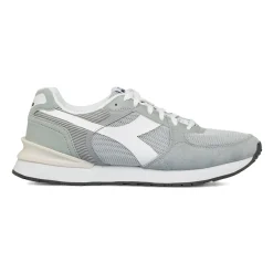 Sneakers uomo grigie e bianche in tessuto mesh con logo Diadora