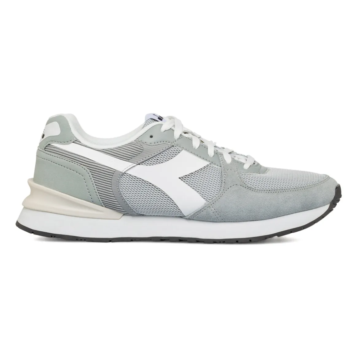 Sneakers uomo grigie e bianche in tessuto mesh con logo Diadora