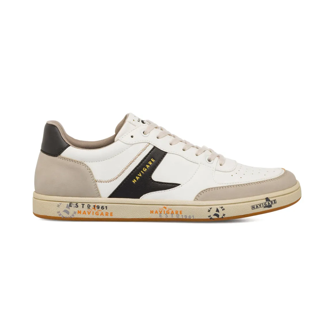 Sneakers uomo Navigare bianche con dettagli neri urban style