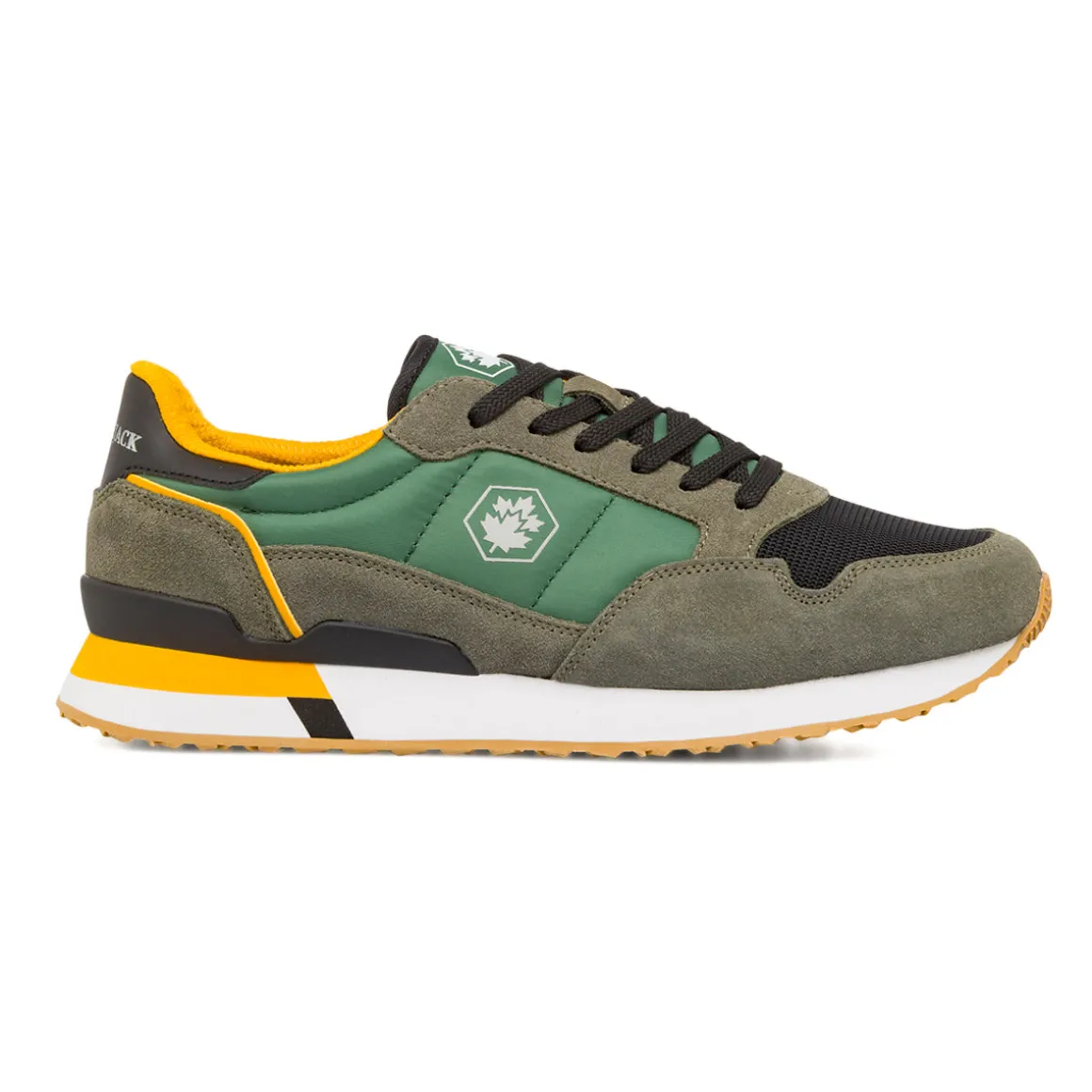 Sneakers verde militare da Uomo in tessuto e pelle con logo Lumberjack
