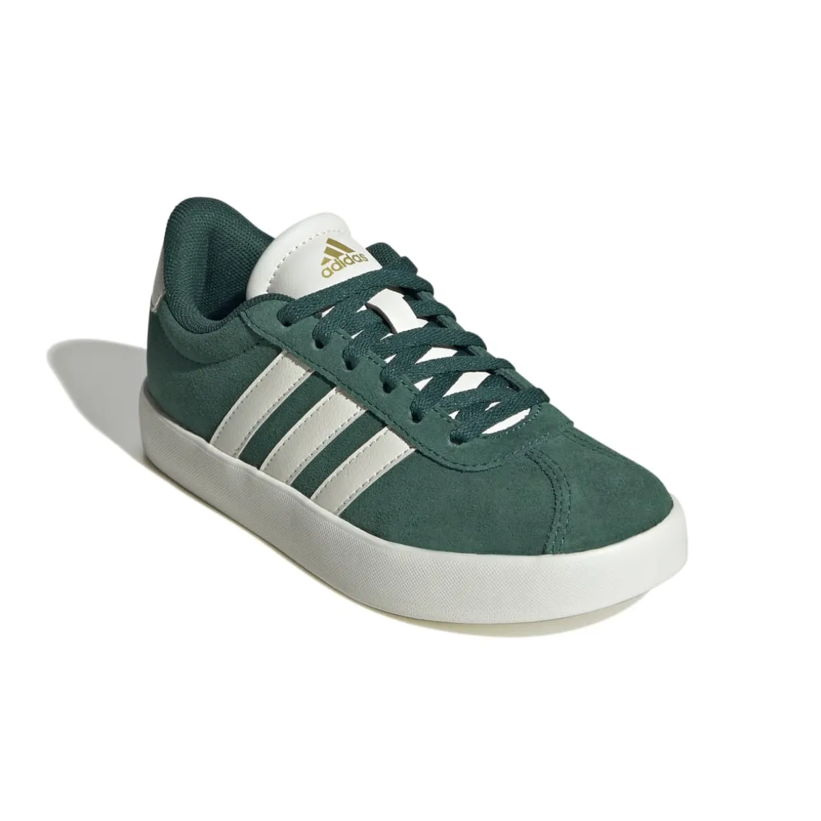 Sneakers verdi da ragazzo con strisce bianche adidas VL Court 3.0 K