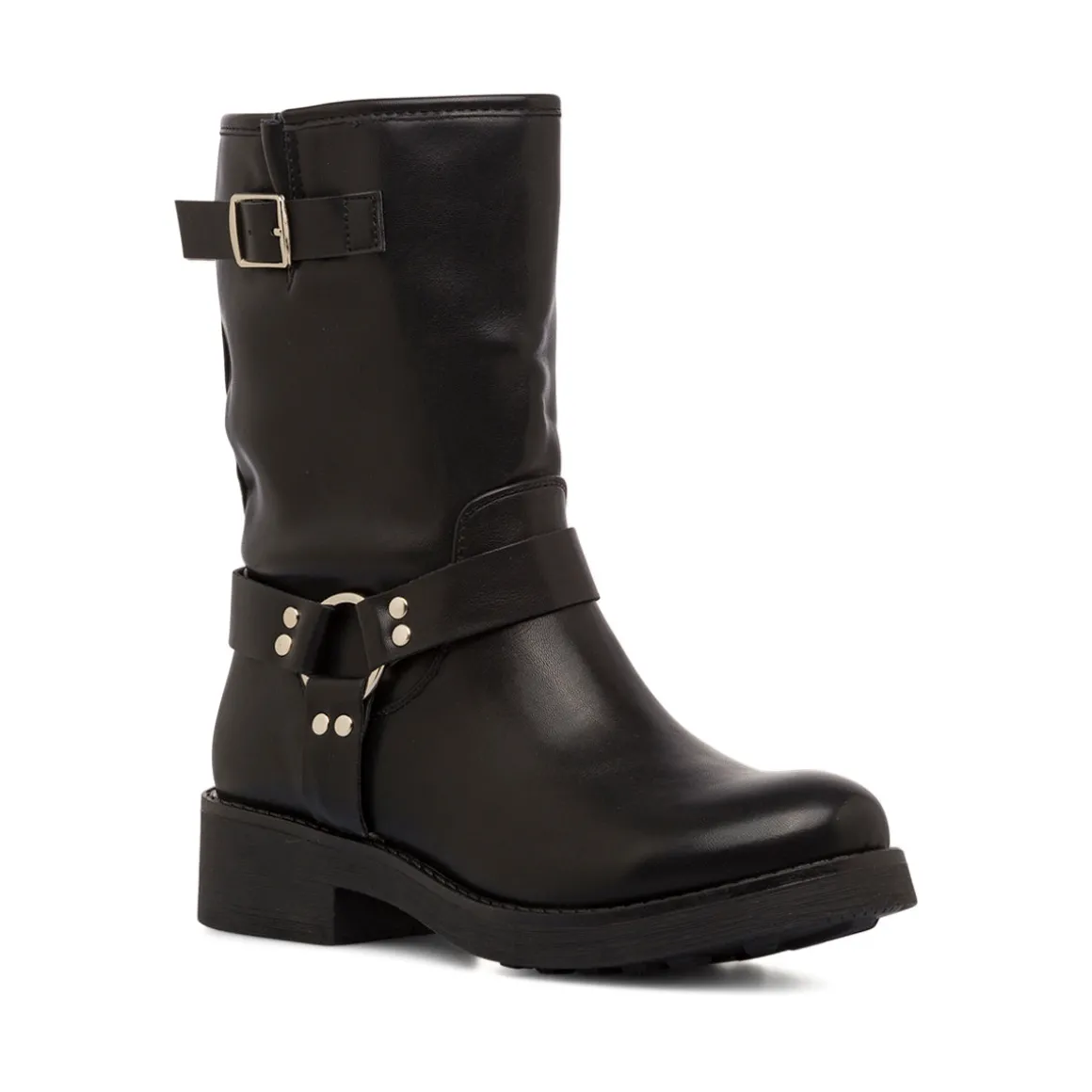 Stivaletti biker boots da donna neri con fibbie e borchie Lora Ferres