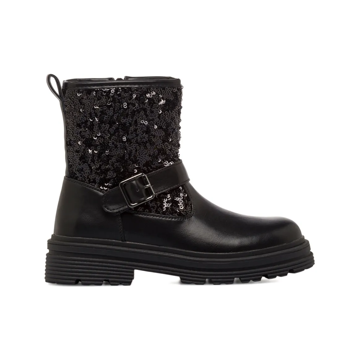 Stivaletti biker neri da Ragazza con fibbia e paillettes Dieci Baci