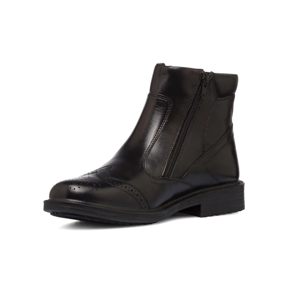 Stivaletti brogue comfort nero da uomo in pelle P Soft