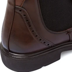 Stivaletti Chelsea da Uomo Marroni in Similpelle con Zip Riflessi Urbani