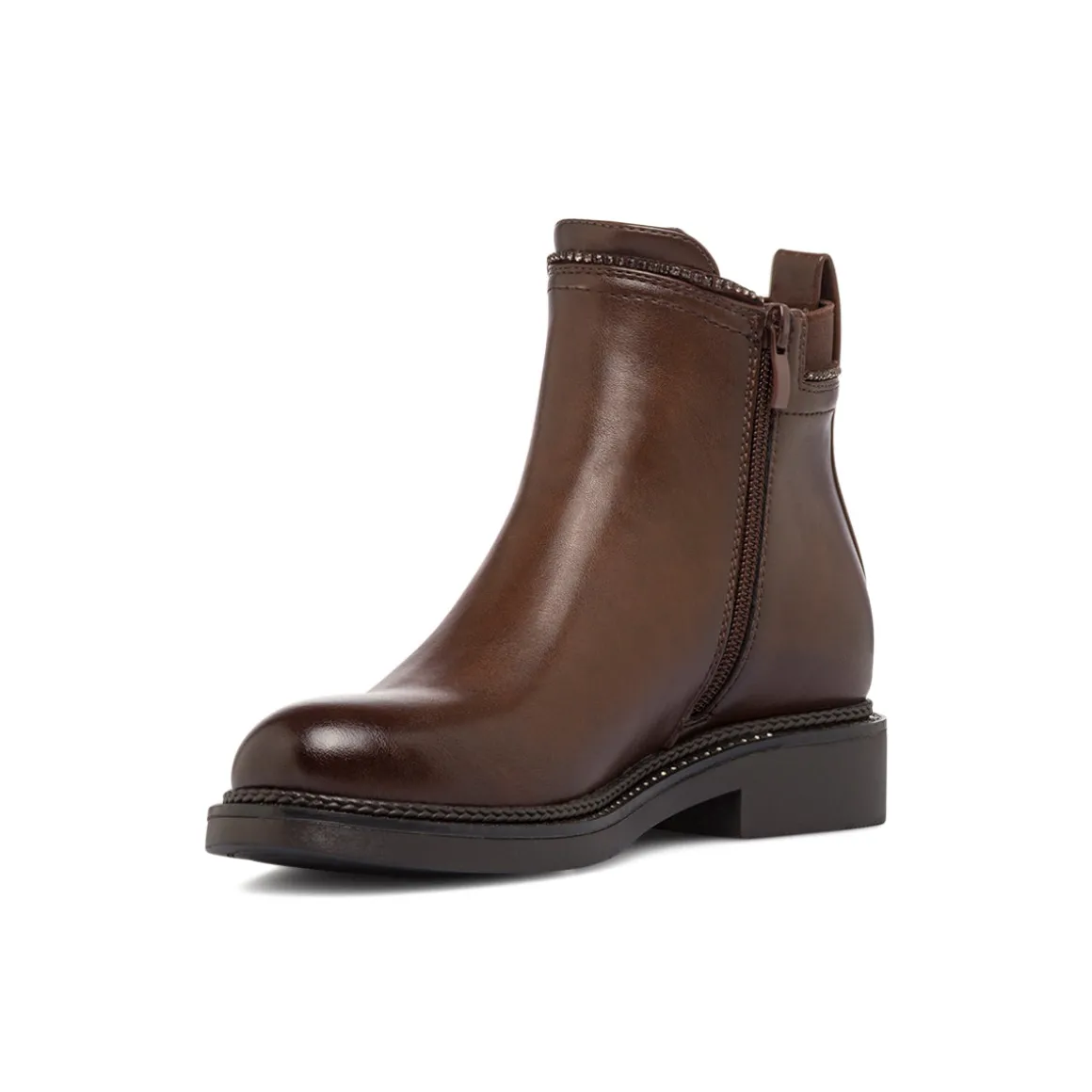 Stivaletti Chelsea marroni da Donna con zip e cristalli Lora Ferres