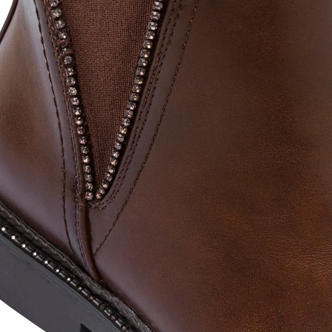 Stivaletti Chelsea marroni da Donna con zip e cristalli Lora Ferres