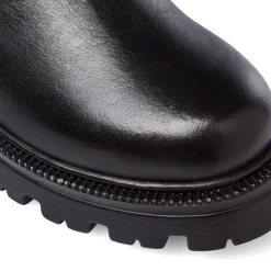 Stivaletti Chelsea neri da Donna in pelle con elastico laterale Primopiano