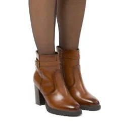 Stivaletti comfort color cuoio da Donna con fibbia e tcco 9 cm P Soft