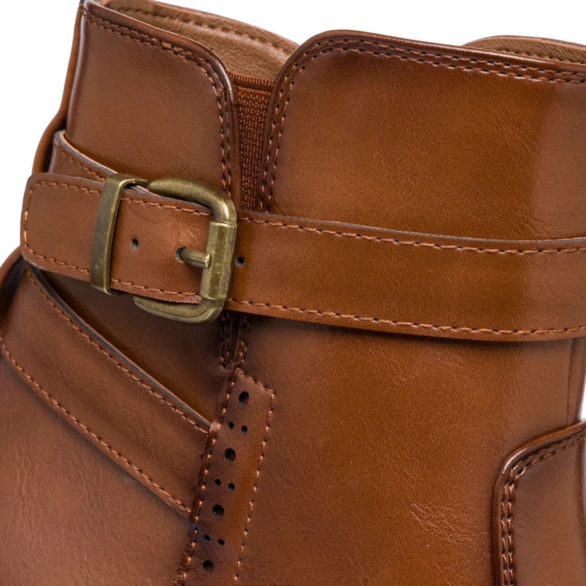 Stivaletti comfort color cuoio da Donna con fibbia e tcco 9 cm P Soft