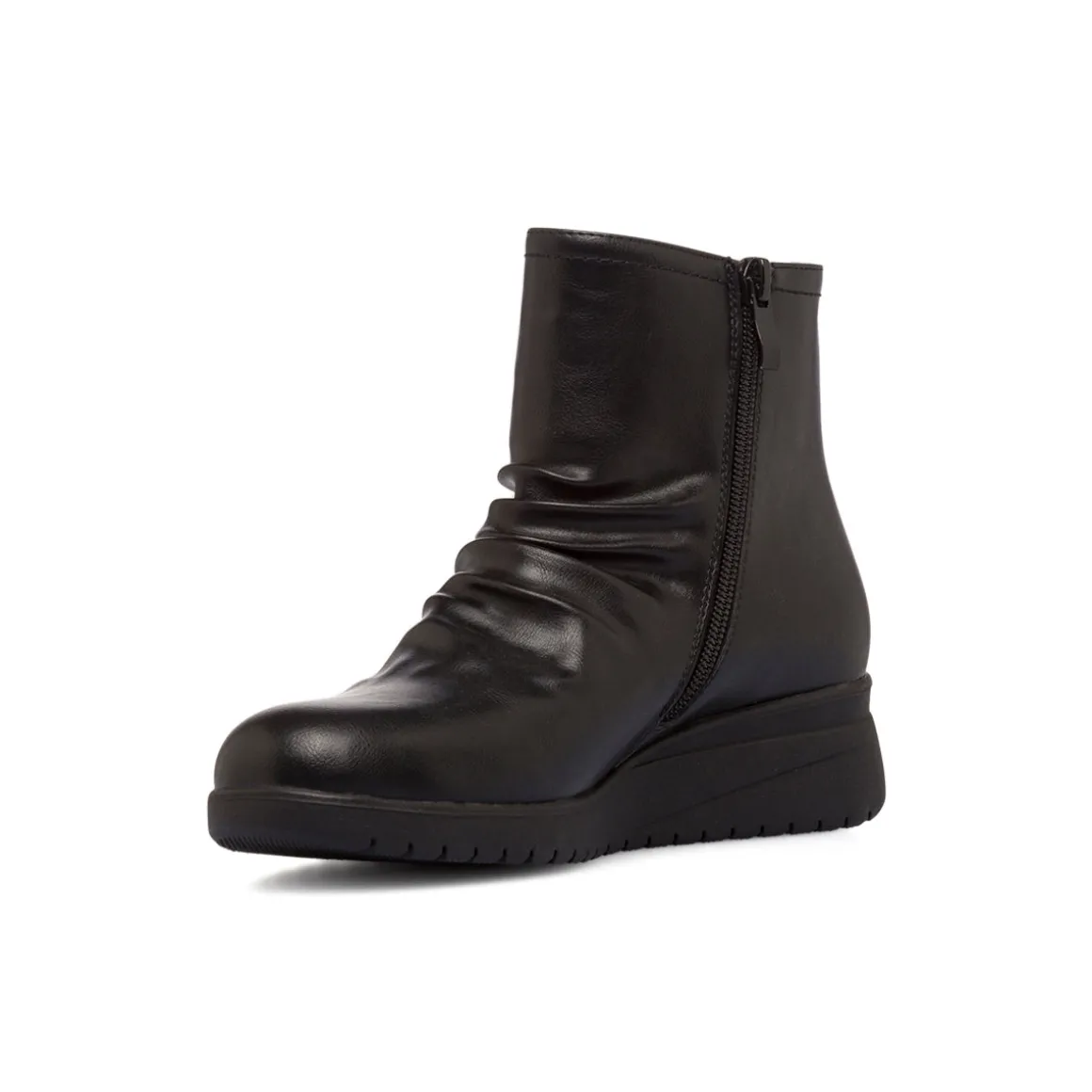 Stivaletti comfort neri con effetto arricciato da Donna P Soft