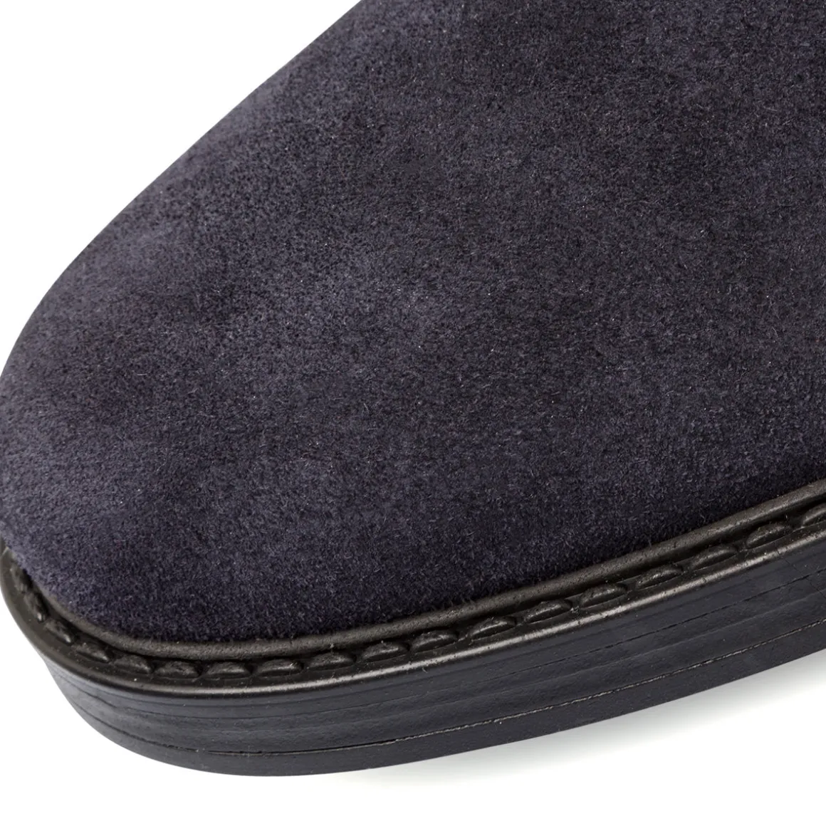 Stivaletti con elastici blu da uomo in pelle scamosciata Primopiano