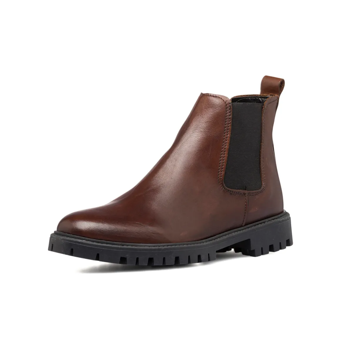Stivaletti con elastici marroni in pelle da uomo con suola chunky Primopiano