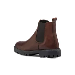 Stivaletti con elastici marroni in pelle da uomo con suola chunky Primopiano