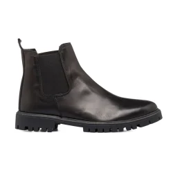 Stivaletti con elastici neri in pelle da uomo con suola chunky Primopiano