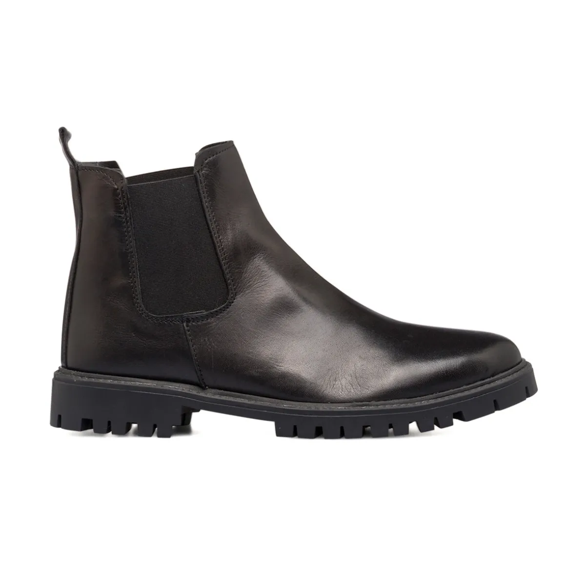 Stivaletti con elastici neri in pelle da uomo con suola chunky Primopiano
