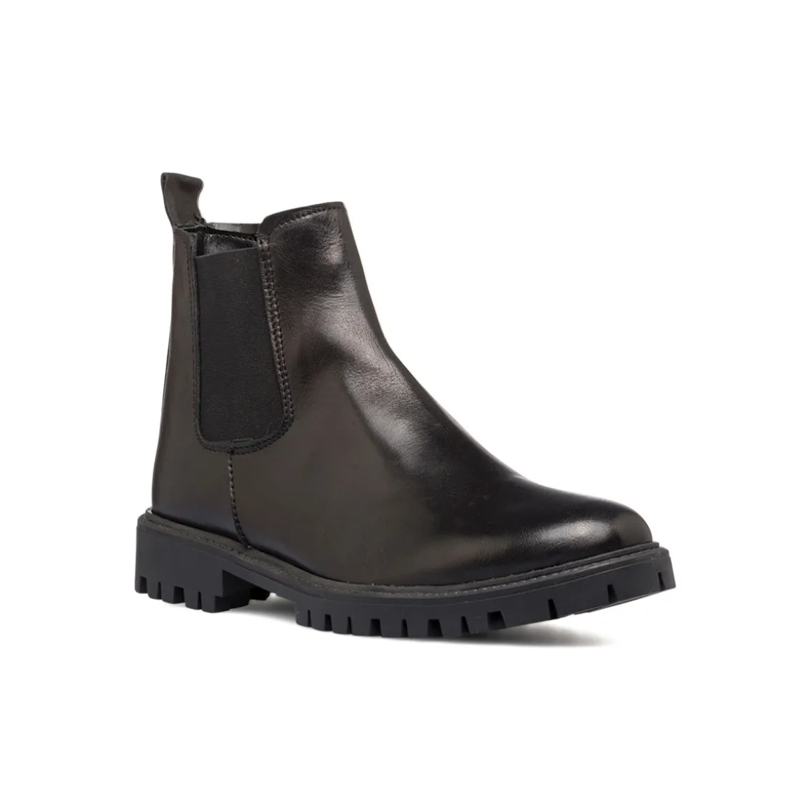 Stivaletti con elastici neri in pelle da uomo con suola chunky Primopiano