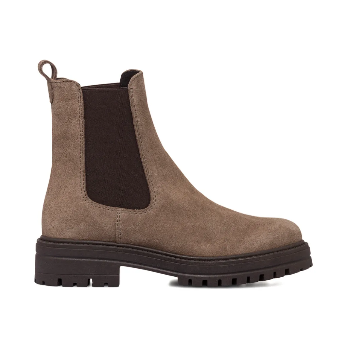 Stivaletti con elastico laterale da donna marroni in pelle scamosciata
