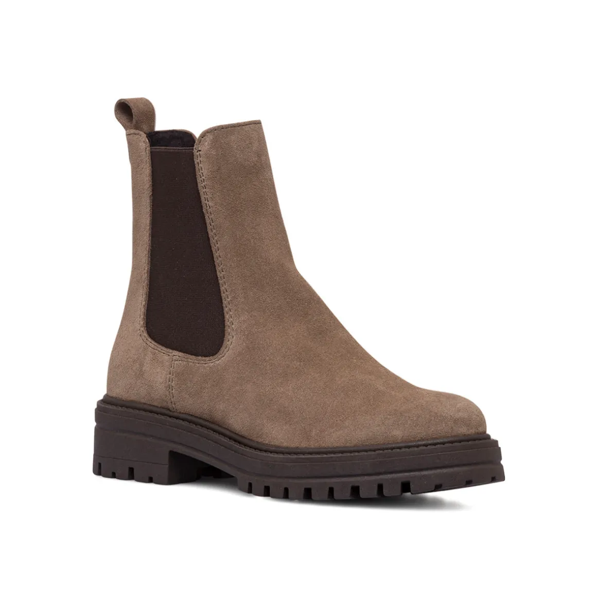 Stivaletti con elastico laterale da donna marroni in pelle scamosciata