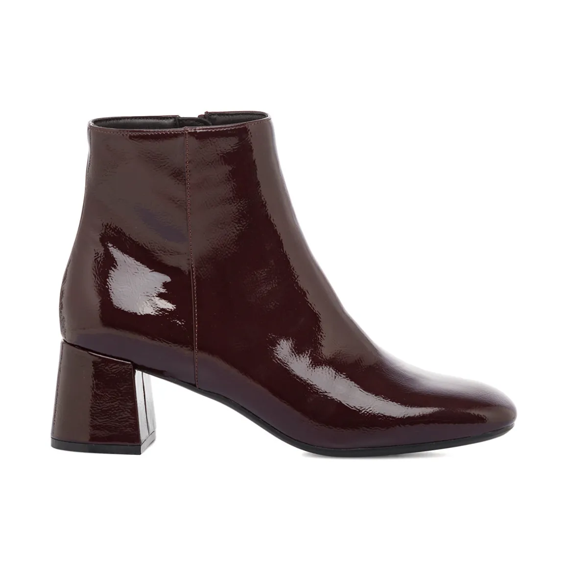 Stivaletti con tacco 6 cm bordeaux effetto vernice Lora Ferres