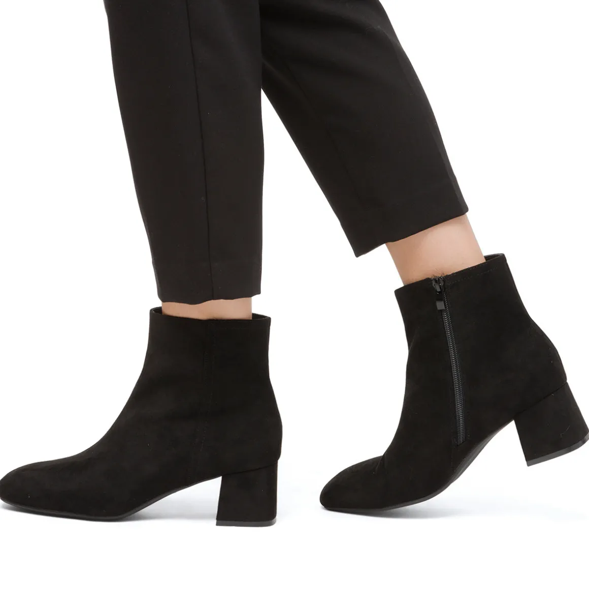 Stivaletti con tacco 5,5 cm da donna neri effetto scamosciato Lora Ferres