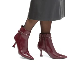 Stivaletti con tacco 7,5 cm da donna bordeaux burgundy con cinturini Lora Ferres