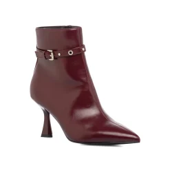 Stivaletti con tacco 7,5 cm da donna bordeaux burgundy con cinturini Lora Ferres
