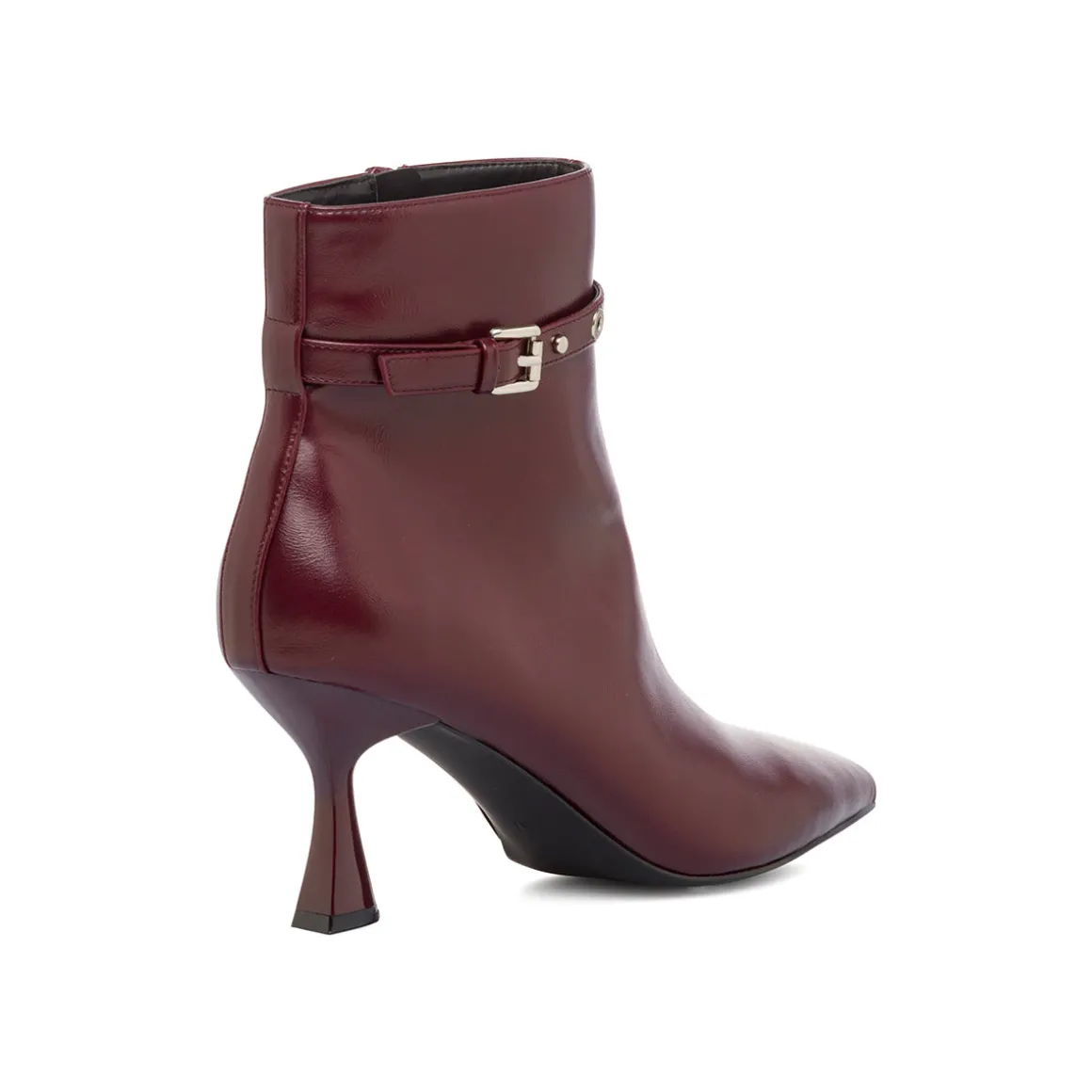 Stivaletti con tacco 7,5 cm da donna bordeaux burgundy con cinturini Lora Ferres