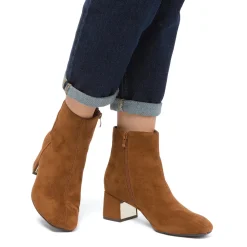 Stivaletti con tacco 5,5 cm da donna marroni effetto scamosciato Lora Ferres
