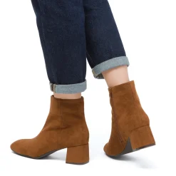Stivaletti con tacco 5,5 cm da donna marroni effetto scamosciato Lora Ferres