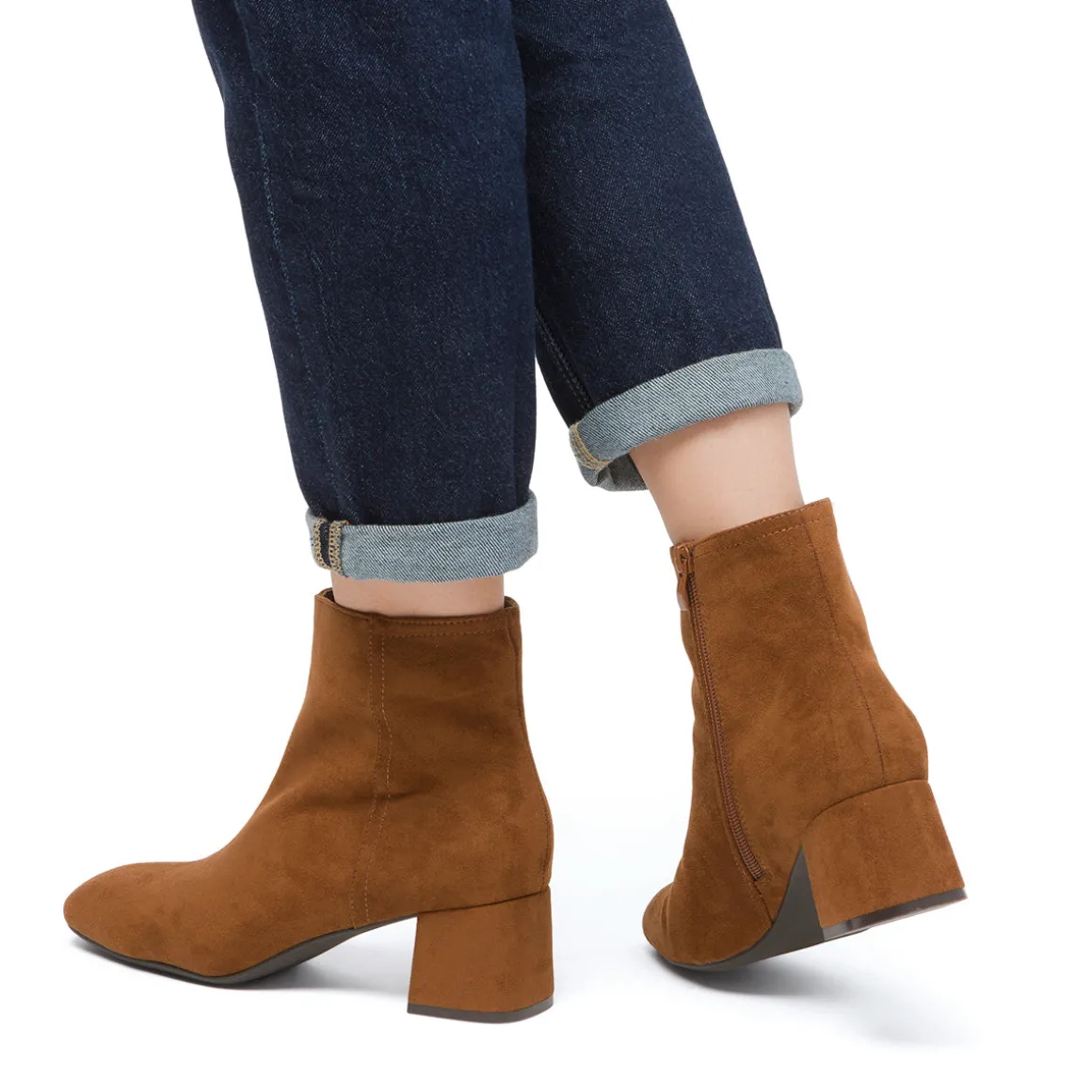 Stivaletti con tacco 5,5 cm da donna marroni effetto scamosciato Lora Ferres