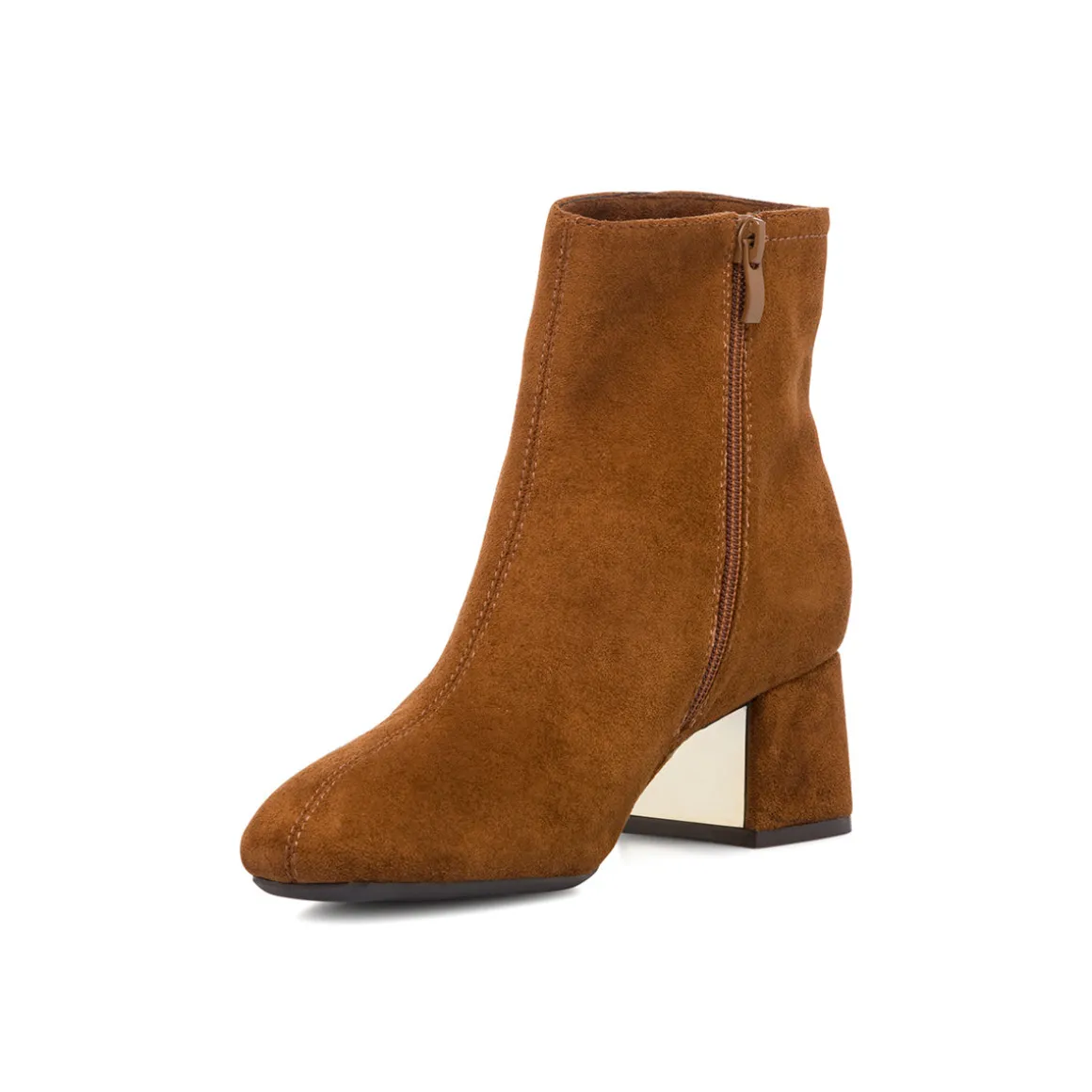 Stivaletti con tacco 5,5 cm da donna marroni effetto scamosciato Lora Ferres