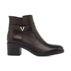 Stivaletti con tacco da donna neri in pelle con tacco P Essentials