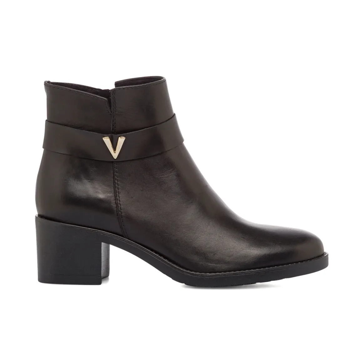 Stivaletti con tacco da donna neri in pelle con tacco P Essentials
