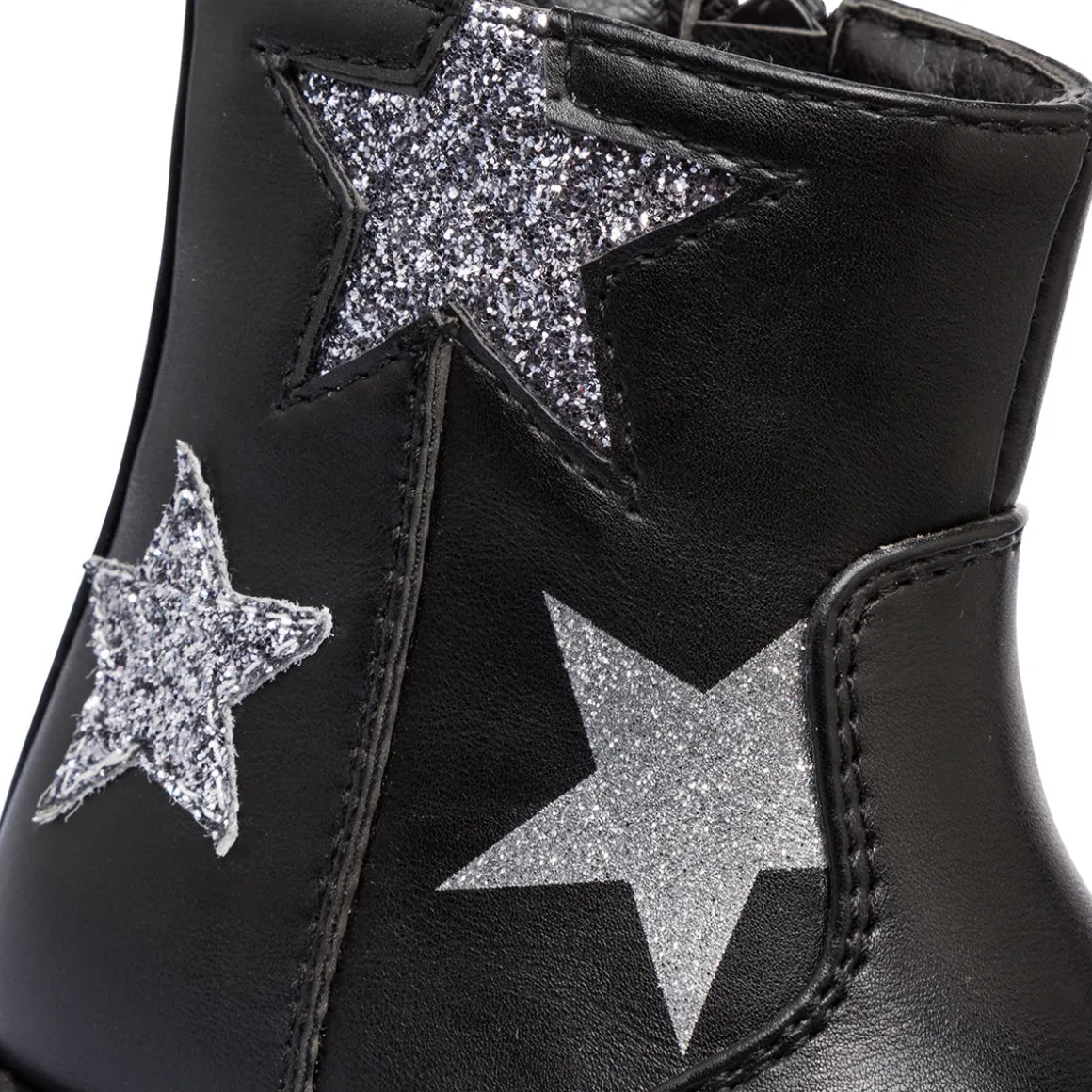 Stivaletti da bambini neri con dettaglio stelle glitterate Le Scarpe di Alice