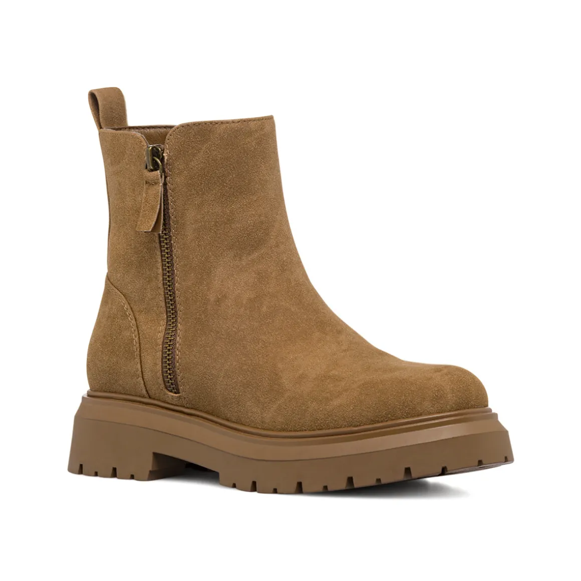 Stivaletti da donna beige effetto scamosciato con suola platform Swish Jeans