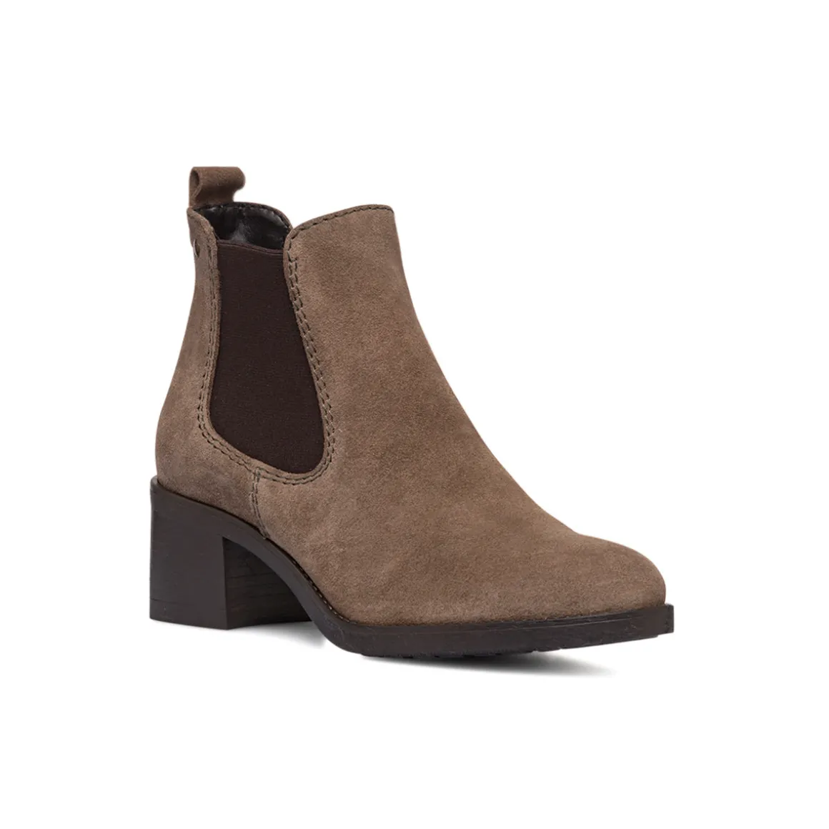 Stivaletti da donna in pelle scamosciata taupe Primopiano