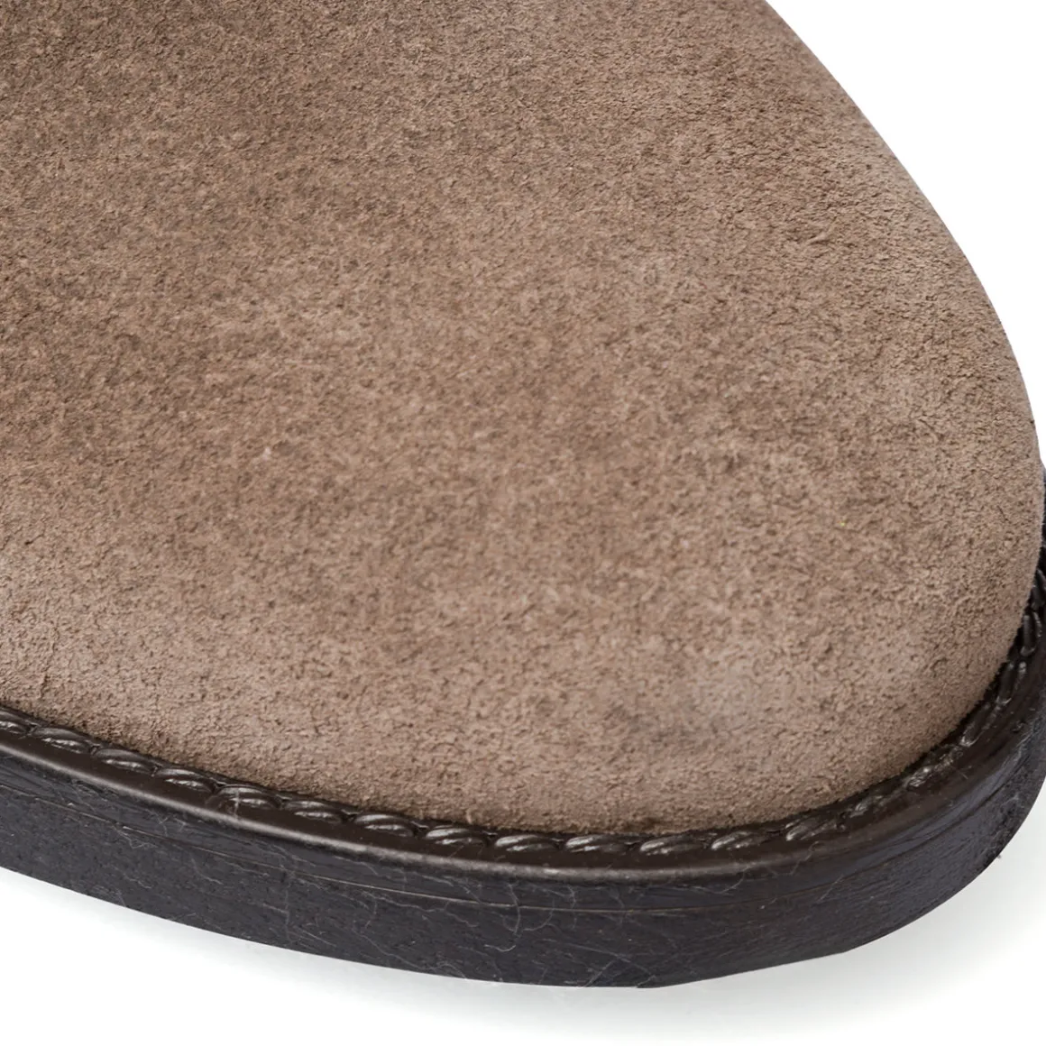 Stivaletti da donna in pelle scamosciata taupe Primopiano