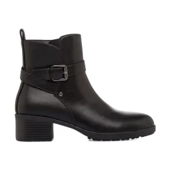 Stivaletti da donna neri con tacco e fibbia metallica P Soft