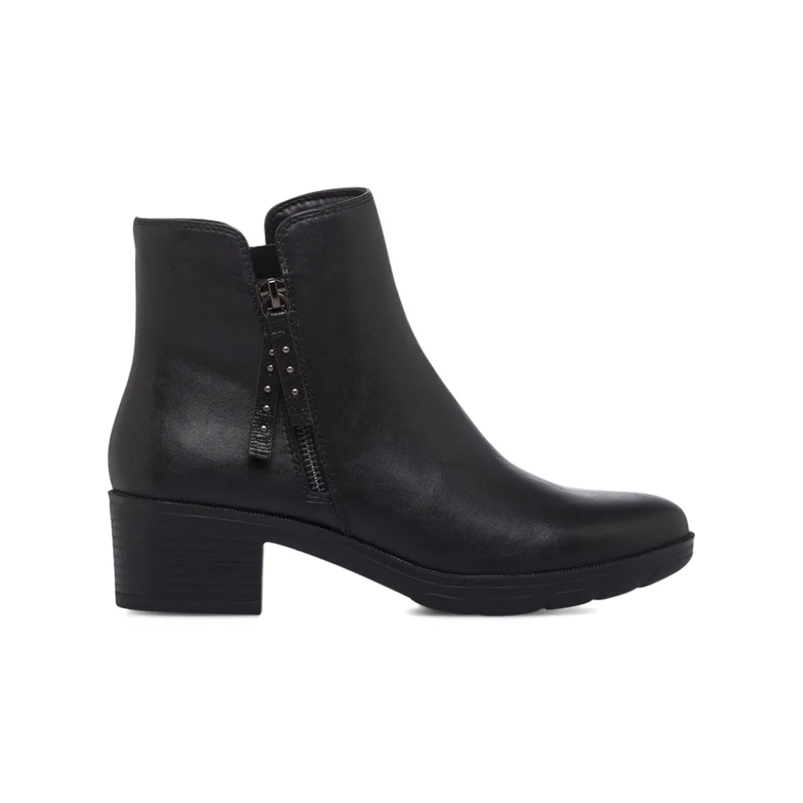 Stivaletti da donna neri con borchie laterali e chiusura zip P Soft