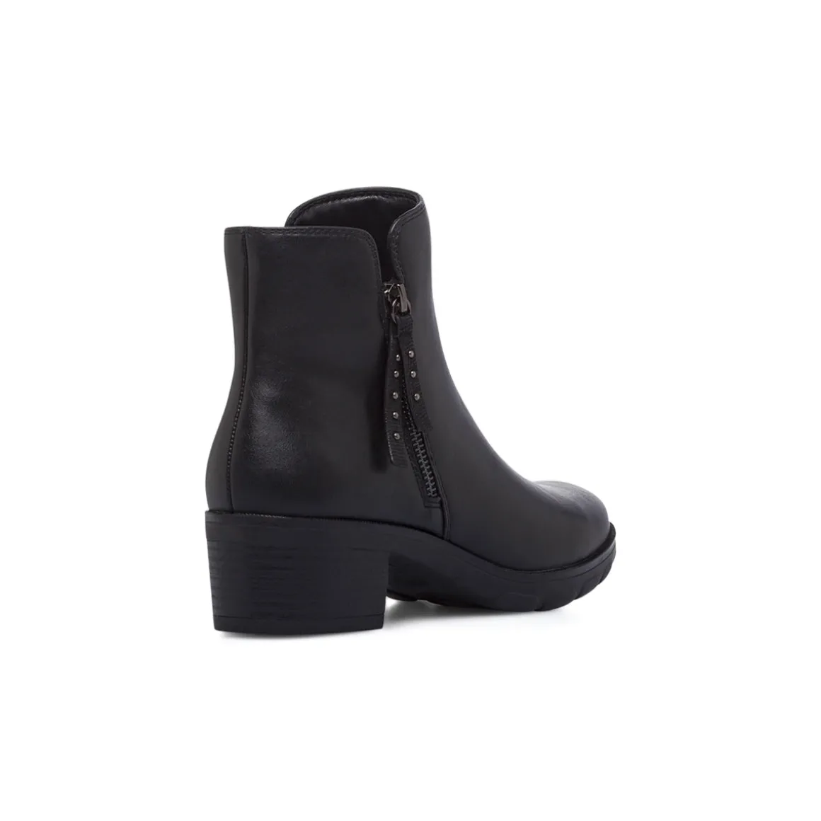 Stivaletti da donna neri con borchie laterali e chiusura zip P Soft