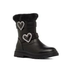 Stivaletti da Ragazza neri con fibbie a cuore in strass Swish Jeans