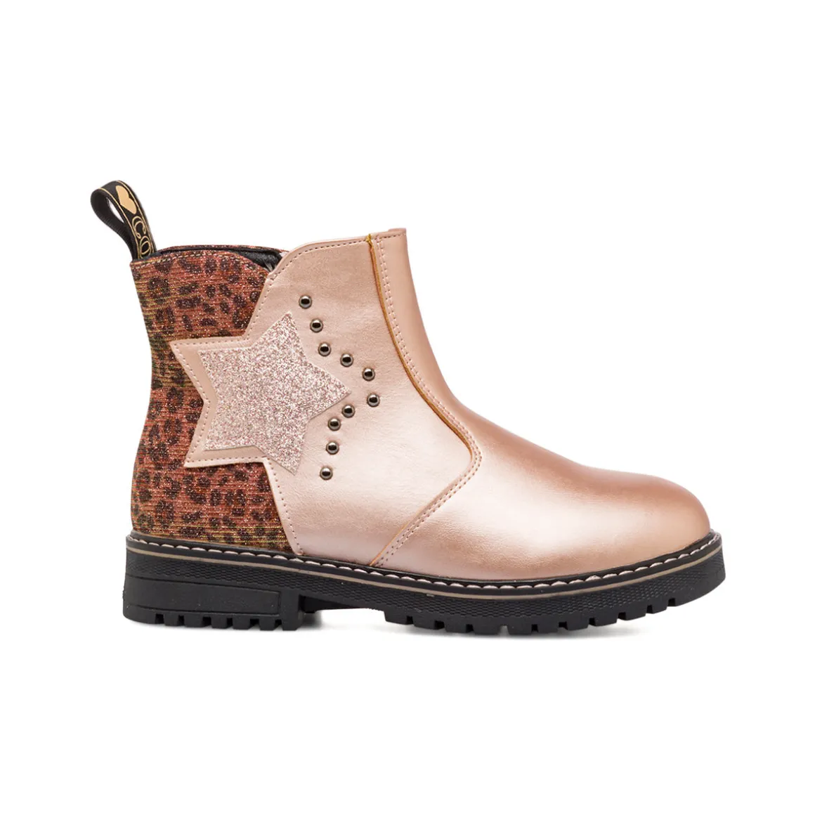 Stivaletti da ragazza rosa con dettagli borchie e glitter Enrico Coveri