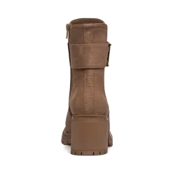 Stivaletti effetto scamosciato taupe da Donna con tacco 7 cm e fibbia Swish Jeans