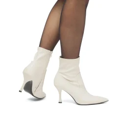 Stivaletti eleganti bianco off-white con tacco 8,5 cm da donna Lora Ferres