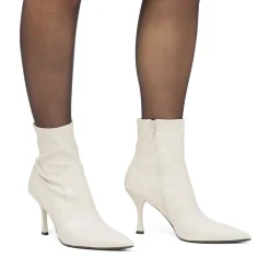 Stivaletti eleganti bianco off-white con tacco 8,5 cm da donna Lora Ferres