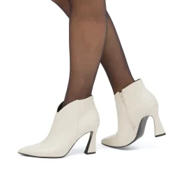 Stivaletti eleganti con tacco campana 9 cm bianco off-white da donna Lora Ferres