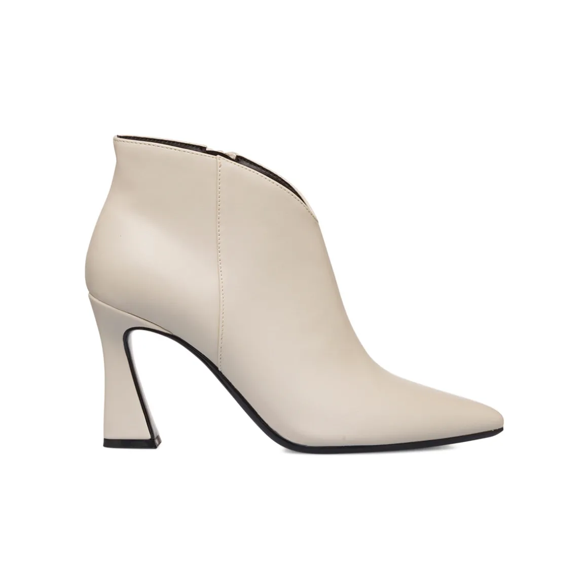 Stivaletti eleganti con tacco campana 9 cm bianco off-white da donna Lora Ferres