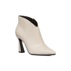 Stivaletti eleganti con tacco campana 9 cm bianco off-white da donna Lora Ferres